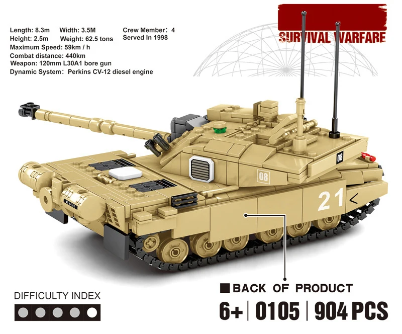Современный военный Британский конструктор FV 4034 Challenger 2 Танк базастикирпичи ww2