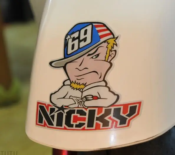 

reflective motocross sticker No.69 Nicky Hayden stickers comic head stickers racing sticker motorcycle motocross scooter