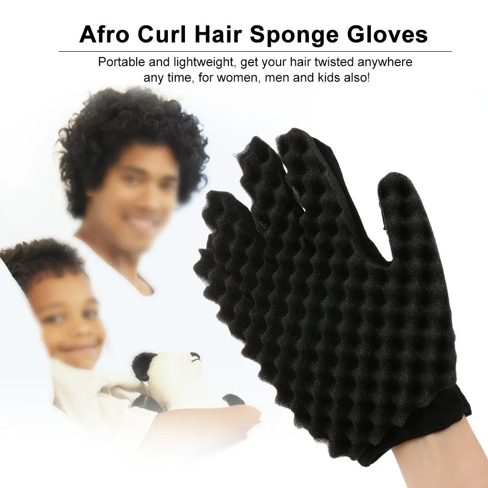 Афро завивка для волос перчатки с губкой учебник барберов волна Черная Твист