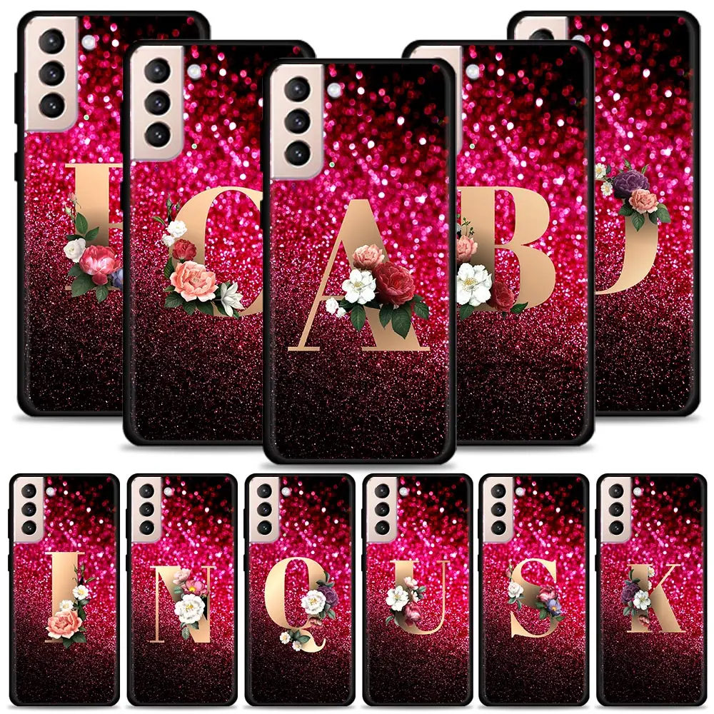 

Red Retro Letter A-Z Phone Shell For Samsung Galaxy S21 S20 S10 S9 S8 Plus Ultra 5G S10Lite S10E S7Edge S20 S21 FE Cover Case