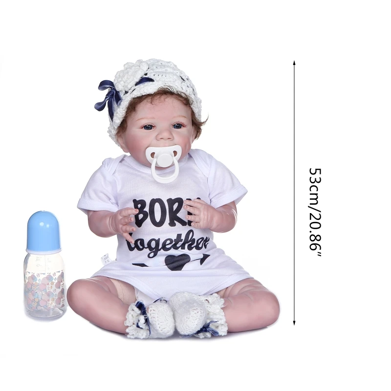 

2020 New 53cm Realistic Doll Soft Body Vinyl Toddler Babies Lifelike Boy Play Toy Pacifier Birthday Christmas Gift