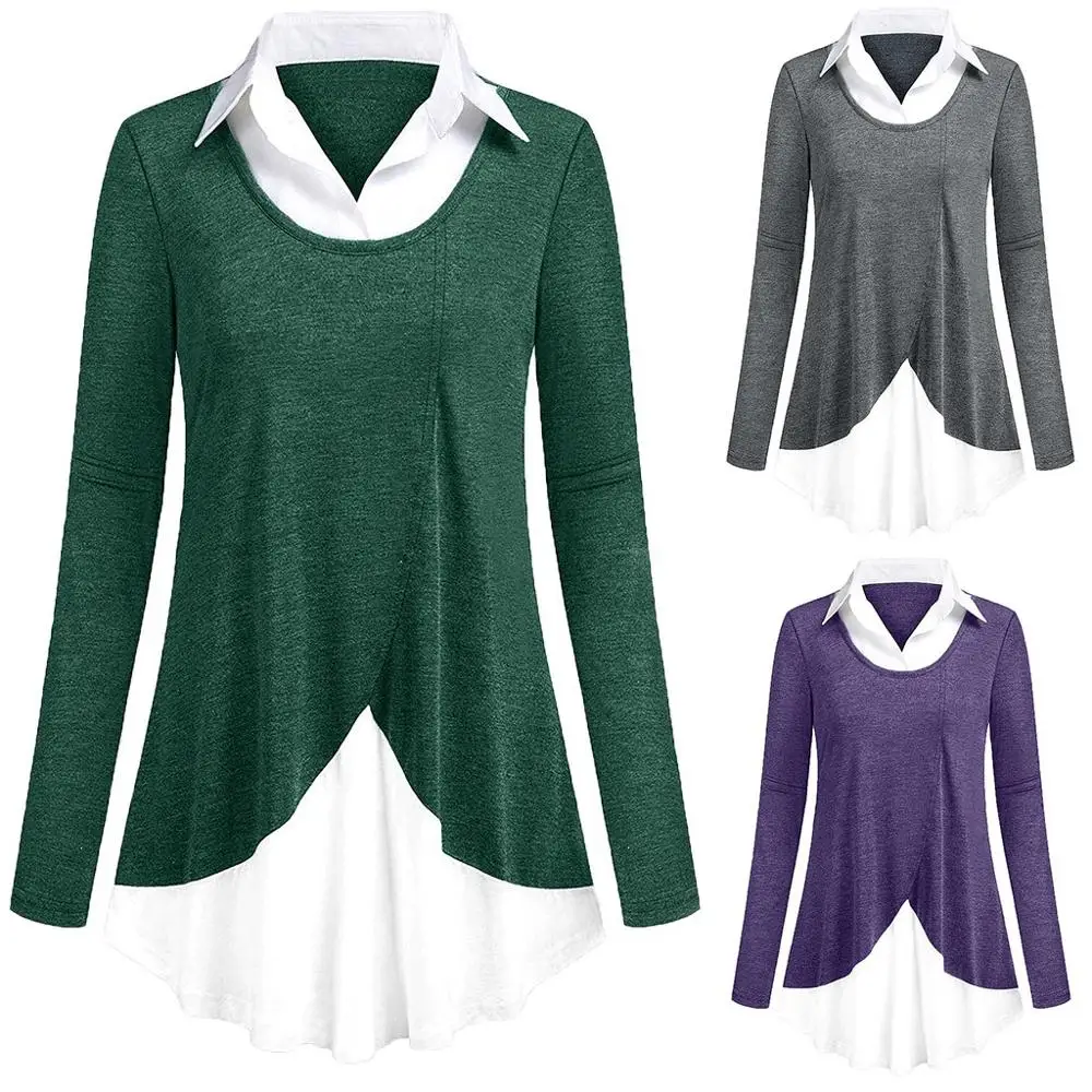 Женская Толстовка Весна 2020 Повседневный длинный рукав отложной воротник