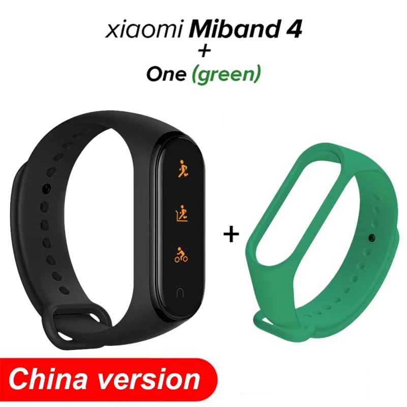 add Green Strap Глобальная версия Mi Band 4, смарт-браслеты Miband 4, браслет, пульсометр, фитнес, 135 мА/ч, цветной, Bluetooth 5,0, спортивный, водонепроницаемый браслет - Цвет: add Green Strap