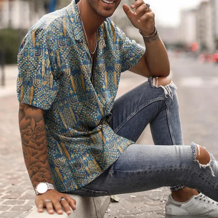 

2021 Men's Loose Casual Printed Short Sleeve Shirt