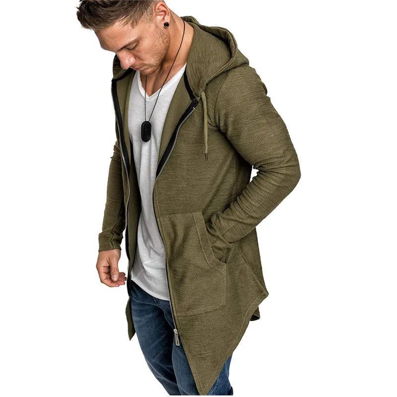 army green Новинка года, весенне-летняя Мужская модная верхняя одежда, ветровка, тонкая ветровка, тонкий длинный кардиган на молнии для мужчин - Цвет: army green