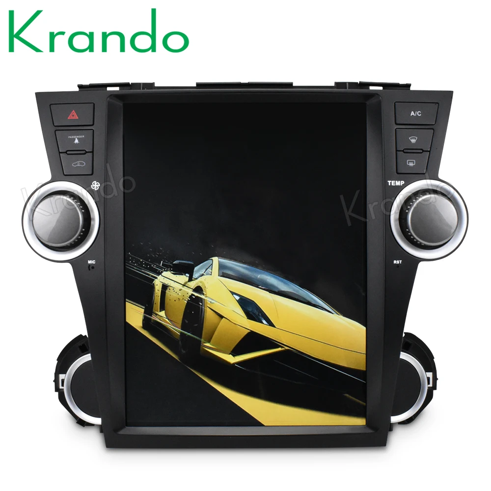 

Автомобильный аудиоплеер Krando, Android 9,0, 4 + 32 Гб ПЗУ, 12,1 дюйма, с вертикальным экраном, GPS, для Toyota Highlander 2008-2014, радио, навигация, Wi-Fi