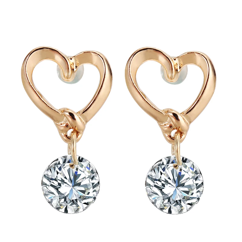 Женские серьги-гвоздики в форме сердца Shellhard винтажные серьги с фианитами и