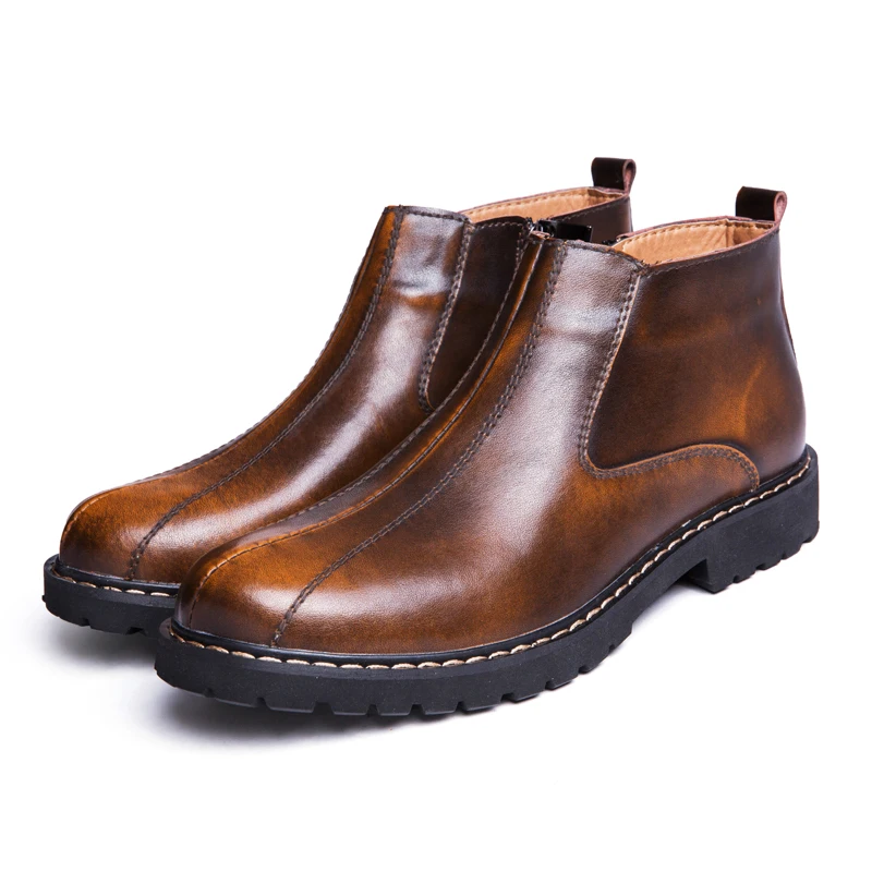 2019 г. Модная мужская обувь Повседневная зимняя дышащая кожаная в британском