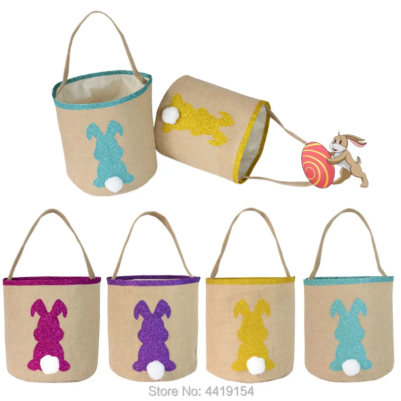 Luvy 30 шт./лот Пасхальная корзина с днем Пасхи джутовое ведро кроликом пасхальные