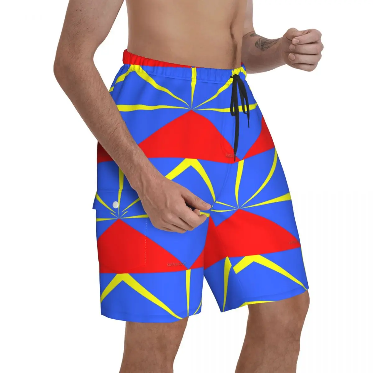 

Reunion Island 974 Magnet Promo Male Shorts Pocket beach pants Beach R181 Breathable Quick Dry Print Vintage