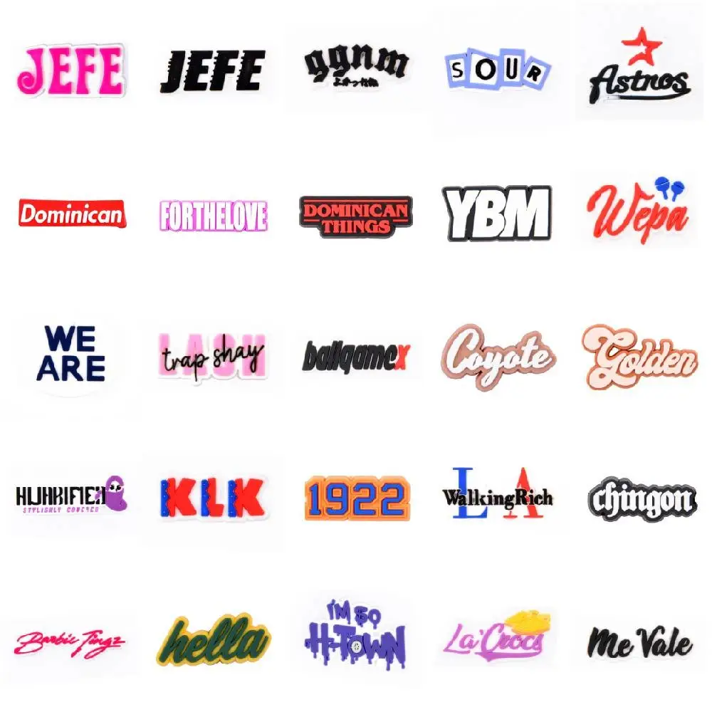 

Hot Selling 1 Pcs PVC Croc Shoe Charms Colorful Letter Shoes Decorations Life Motto Wristband Accessories Halloween Holiday Gift