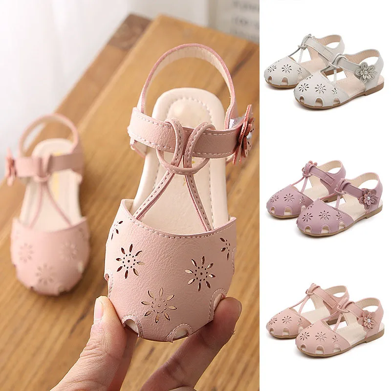 

Girls Leather Non-slip Soft Closed Toe Princess Flat Shoes Summer Sandals New Design