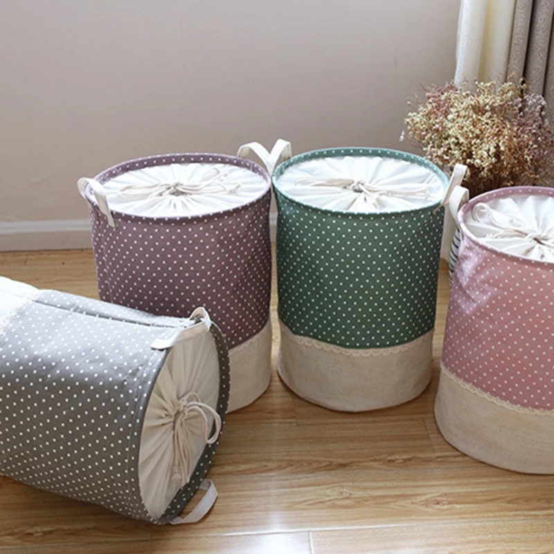 Cotton Linen Laundry Basket for Dirty Clothes Waterproof Folding Toy Organizer Storage Bucket Home | Дом и сад