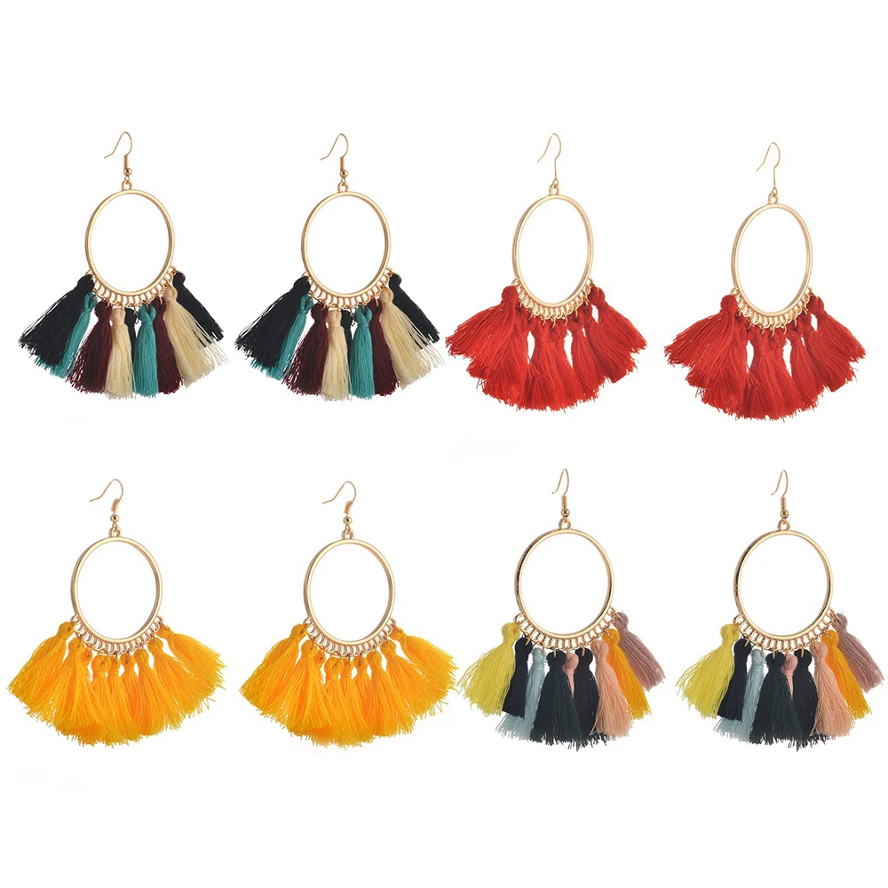 Новые модные серьги с кисточками женские цветные в форме веера популярные