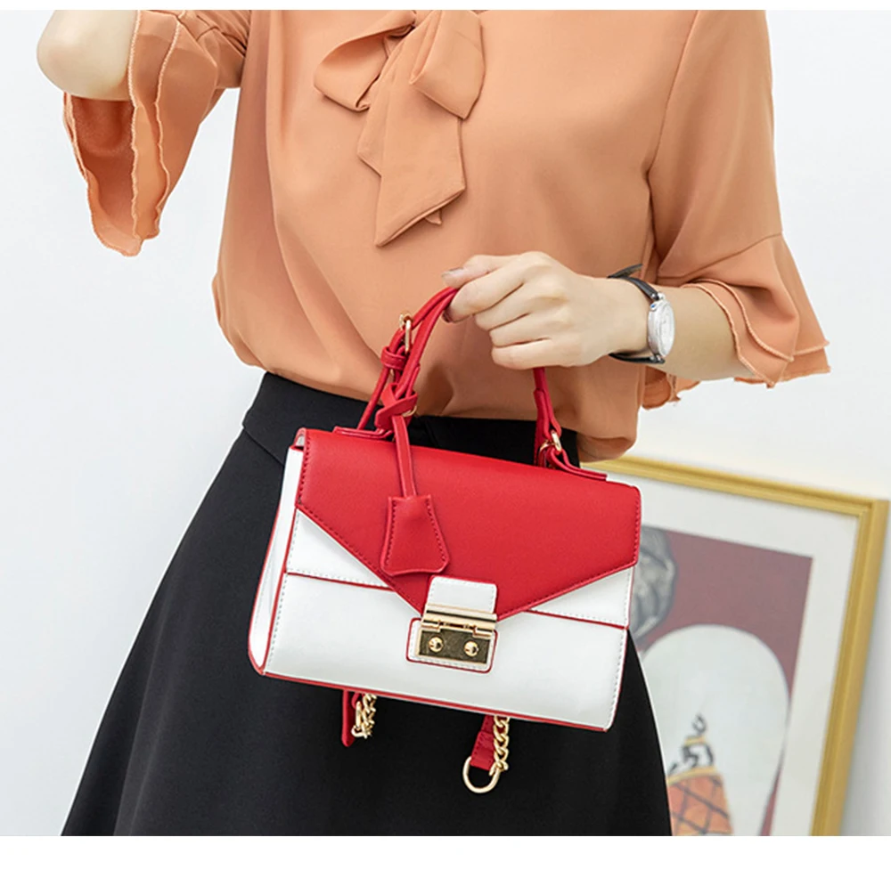 Контрастных Цвет сумка через плечо женская минималистическая Сумочка Изящные