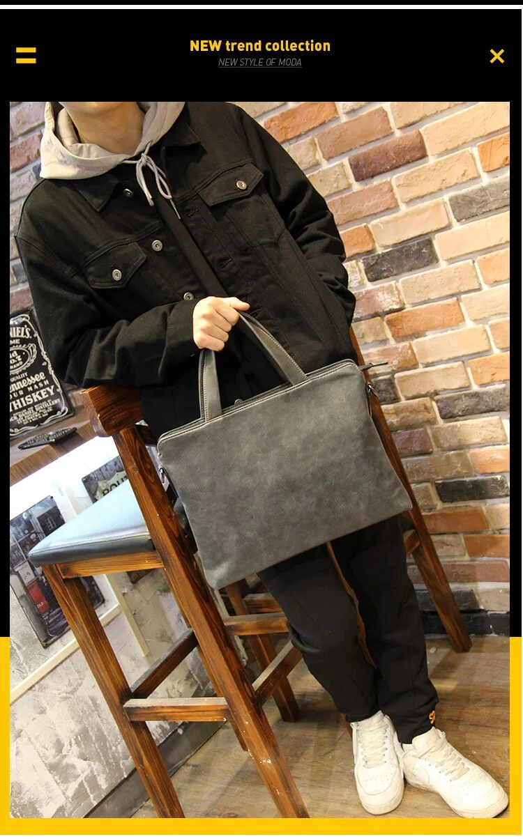 

LEBSGE New Fashion Men's Crazy Horse Pu Leather New Business Bag Crossbody Bag Men's Shoulder Bag Briefcase Fashion Handbag