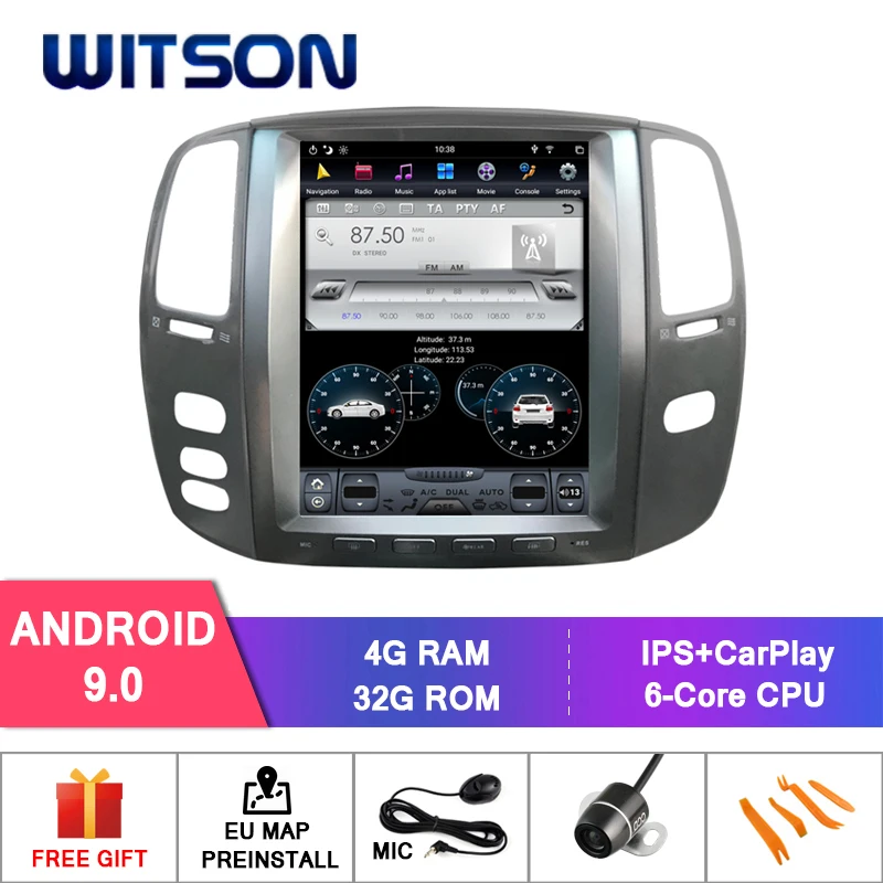 

Вертикальный стерео экран WITSON для LEXUS LX470, Android 9,0, 4 Гб GPS-навигации, в стиле TESLA, 2004-2006
