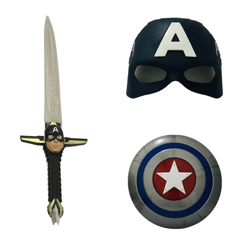 Светодиодный Человек паук голосовая вспышка щит меч для Капитана Америка костюм