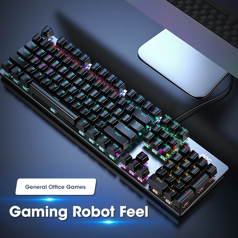 

Игровой набор для ПК, черная, коричневая, черная, синяя клавиши с переключателями, радужная RGB подсветка, компьютерная клавиатура, Проводная ...