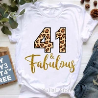 leopard 39th 50th fabulous graphic print t shirt womens clothing funny tshirt femme summer fashion t shirt female tops