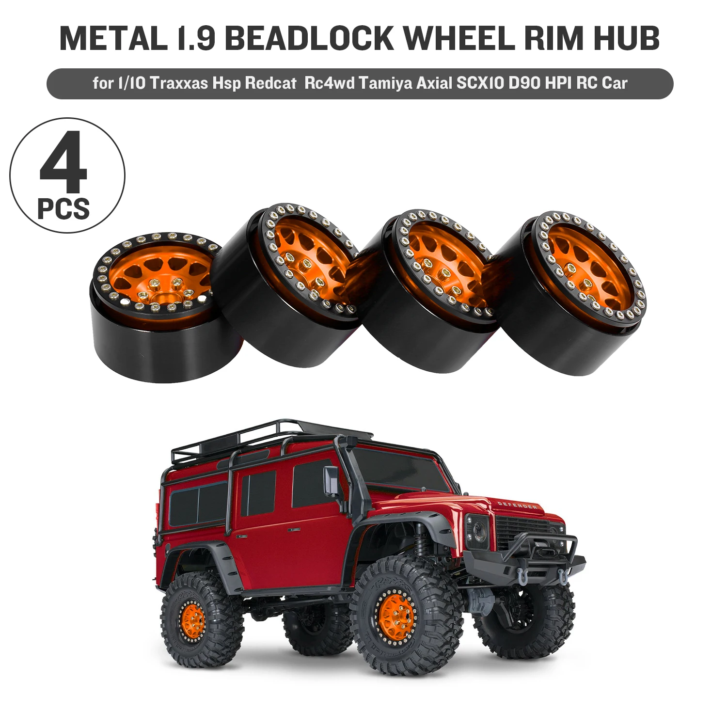 

4 шт., металлические диски для радиоуправляемых автомобилей 1,9 Traxxas Hsp Redcat Rc4wd Tamiya Axial SCX10 D90 HPI