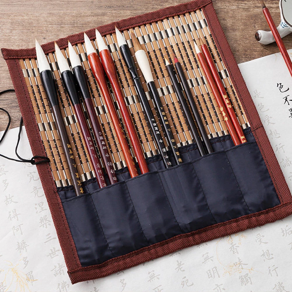 

Without Brush Ventilate Writing Protection Rolling Bag Moisture Proof Calligraphy Pen Case Curtain Bamboo Art Supplies Portable