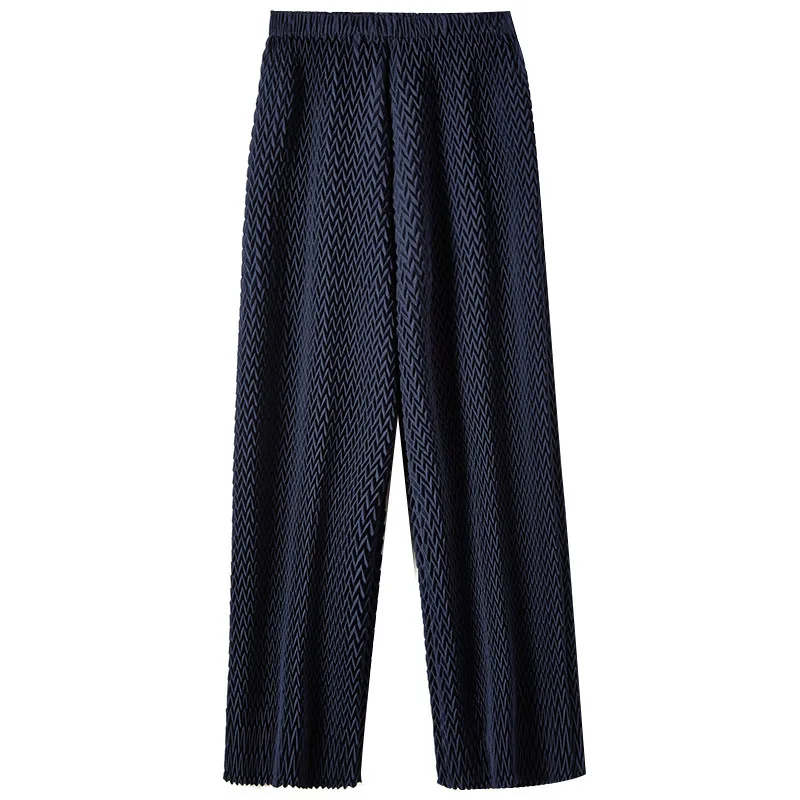 

Spring Autumn Hand Made Pleated Casual Mid Waist Straight Pants