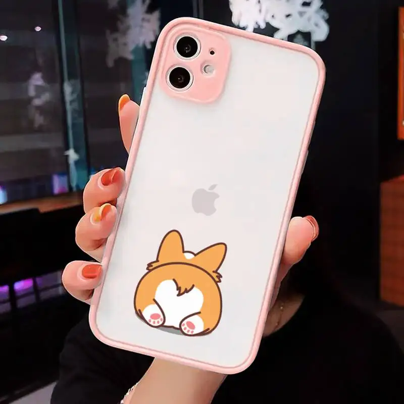 

Cute Corgi Butt Animal Puppy Phone Case Matte Transparent for iPhone 7 8 11 12 s mini pro X XS XR MAX Plus cover funda