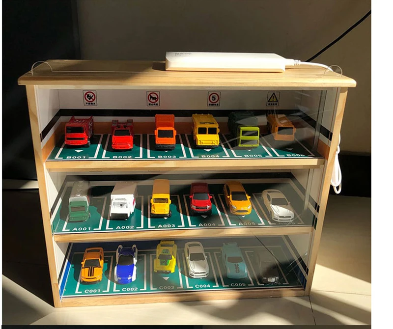 1: 64 1:43 1:32 шкала 2/3 слоев деревянная игрушечная Автостоянка сцены витрина с легкой модели автомобиля подземный ящик для хранения гаража