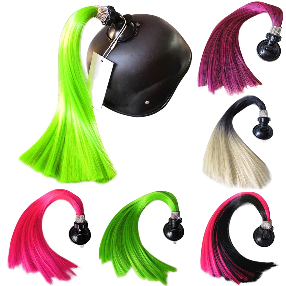 

Crystal Rhinestone High Temperature Fiber Suction Cup Reusable Motorcycle Bicycle Cycling 40cm Helmet Ponytail Cute Stick On