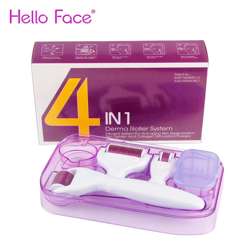 DRS Derma Roller 4 в 1, микроигольчатый ролик для лица и тела для здоровой кожи, волос и бороды