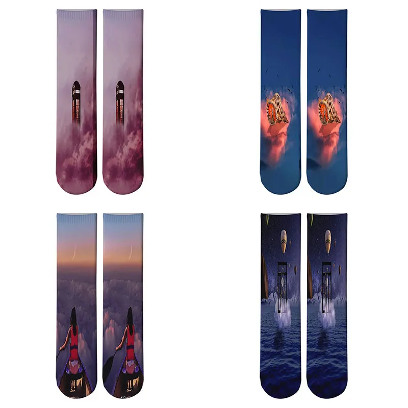 

novelty outer space socks creative instagram beautiful cotton scenery socks CREW socks cartoon LONG breathable cotton socks