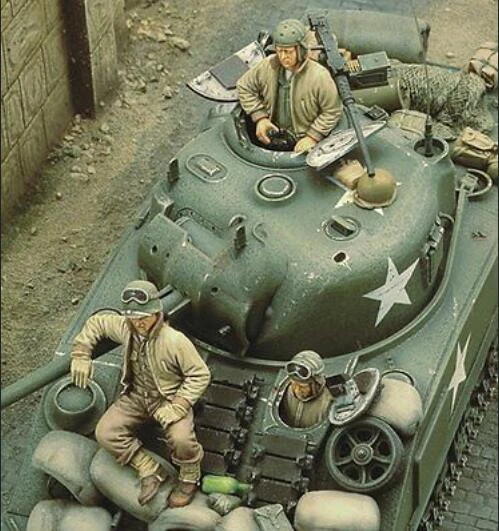 Unassambled 1/35 US Sherman Crew(без машины только 3 человека) полимерная фигурка набор миниатюрных моделей Неокрашенная