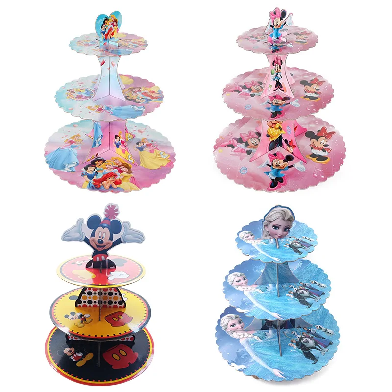 

Disney Mickey Mouse Minnie Mouse Frozen Princess Disposable Three-tier Cake Frame Birthday Party Cake Decoration