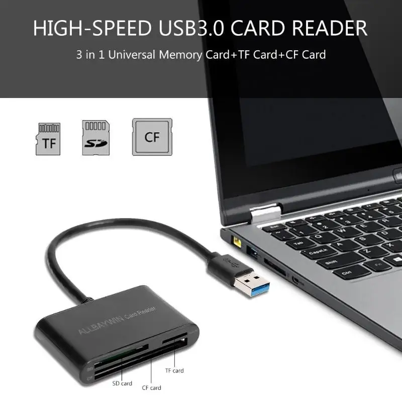 Высокоскоростной мини USB3.0 кардридер с поддержкой горячей замены безопасности надежный 3 в 1 универсальная карта памяти и TF карта и CF карта