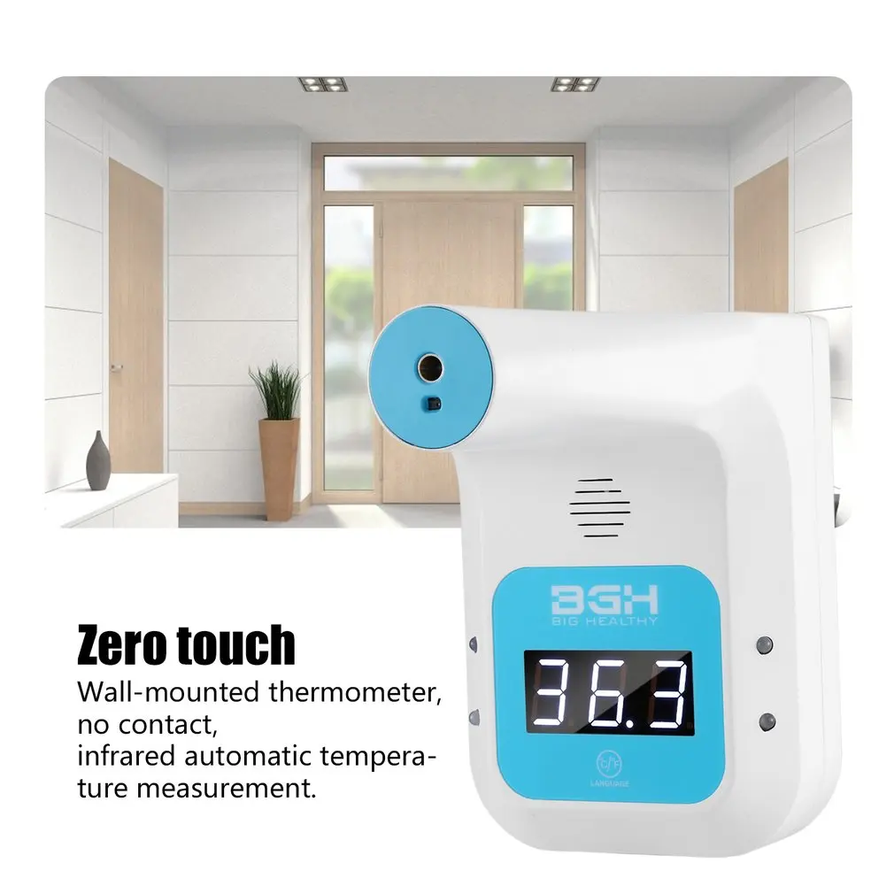 

Non-Contact Digital Thermometer Wall Mount Automatic Measurement LCD Display Infrared Thermometer for Office/Home