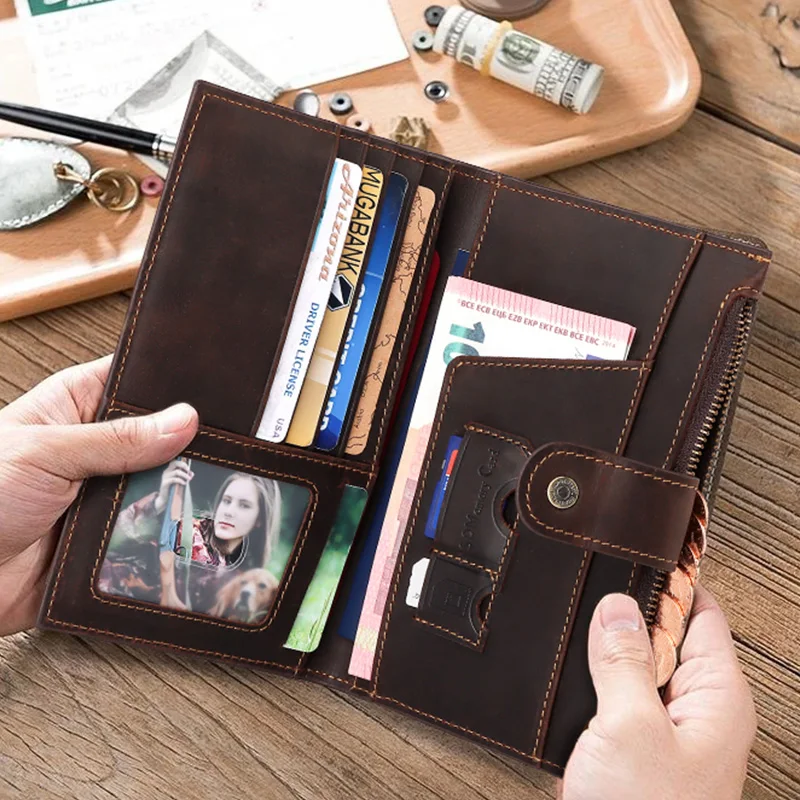 Обложка для паспорта мужская из кожи Крейзи Хорс винтажный кошелек