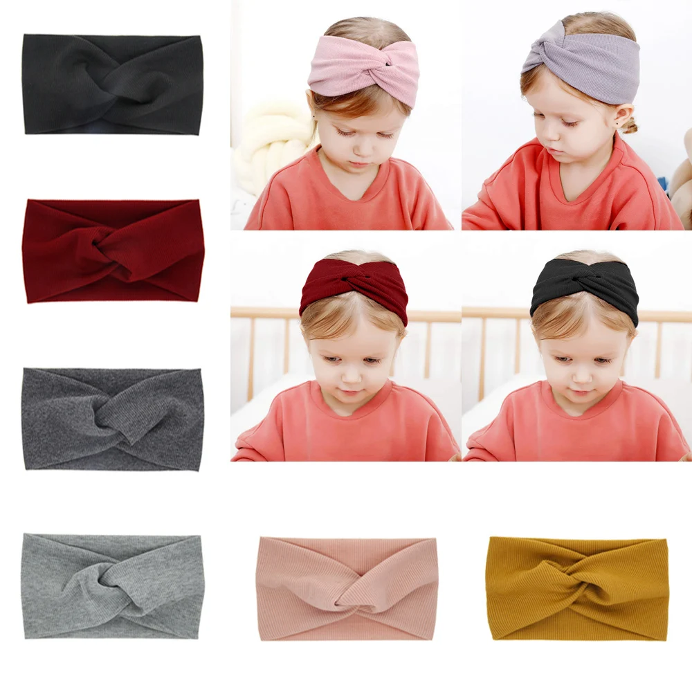 Kids Party Dress Elastic Hair Band Solid Cross Knitted Princess Headband Baby Girls Cute Headwrap Accessories D30 | Мать и ребенок