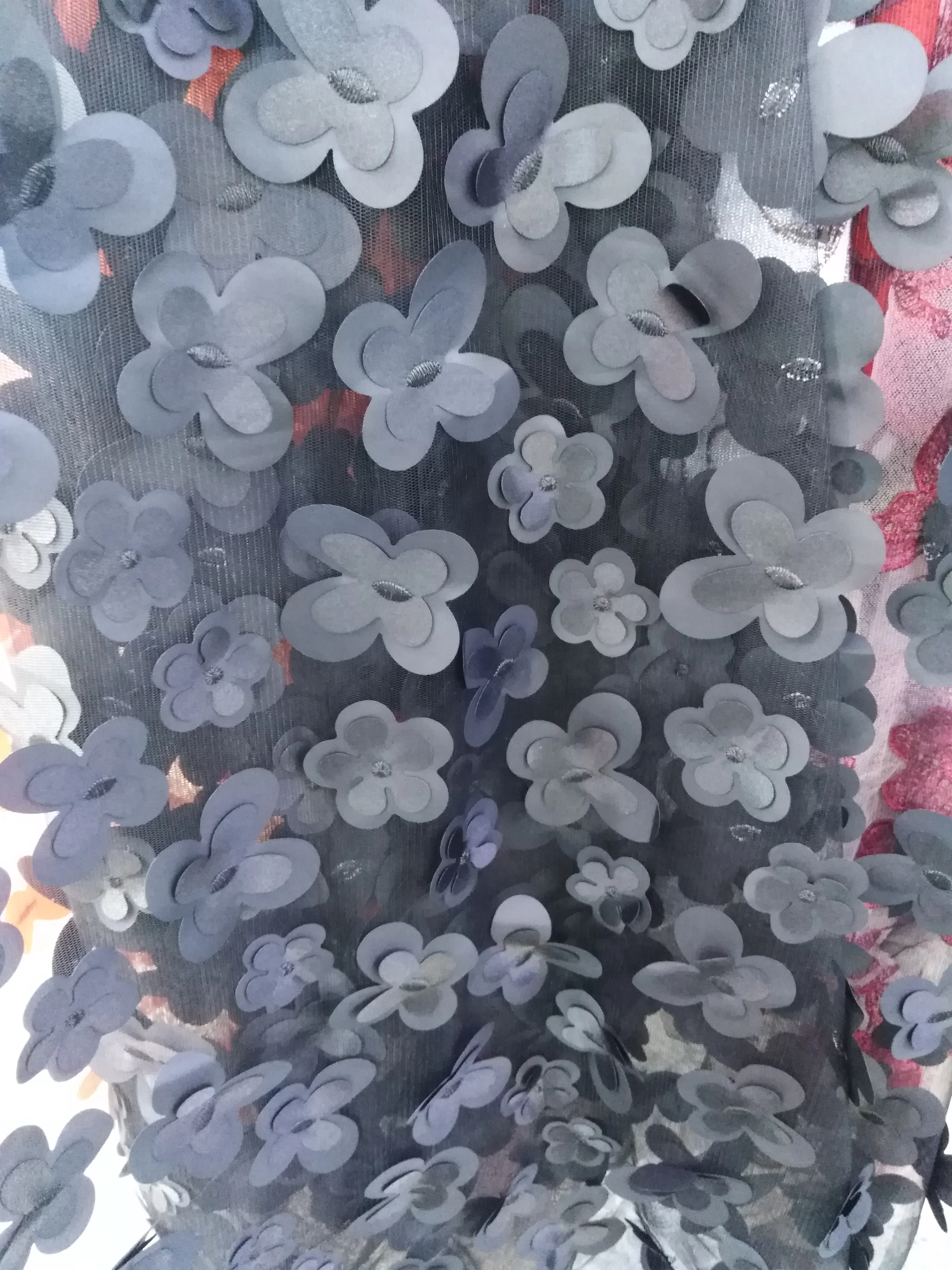 

beautiful 3D flowers design appliqued net tulle lace fabric good quality french lace for dress ZDDE211