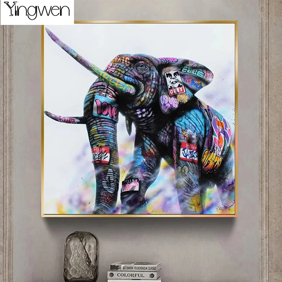 

NEW Animal Graffiti Elephant DIY Diamond Painting Mosaic Needlework 5D Full Diamond Embroidery Cross Stitch Kits Art Home Decor