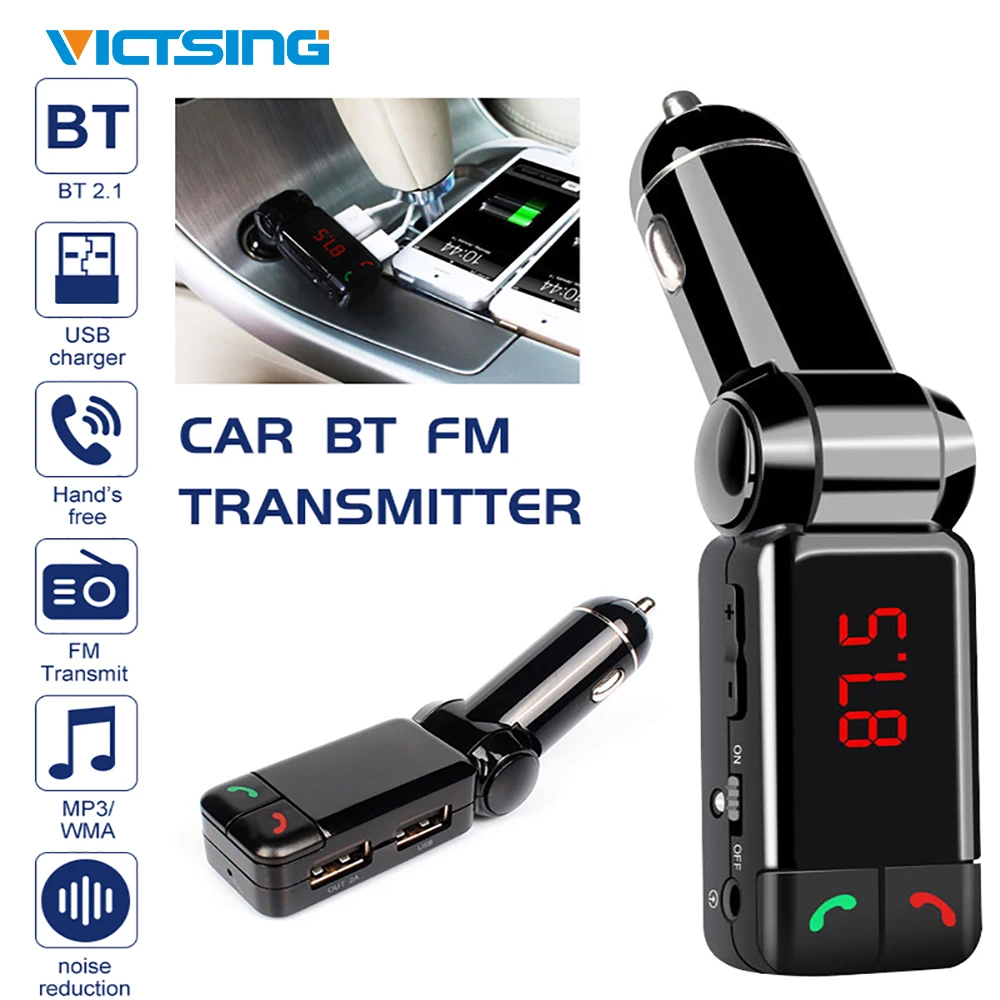 Автомобильный fm трансмиттер VicTsing с двумя USB портами Bluetooth mp3 плеером usb портом и