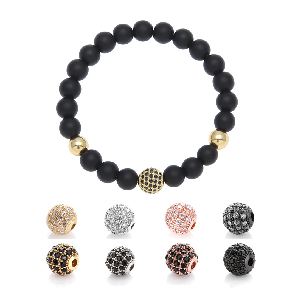 1 шт. 8 мм круглые бусины с микрозакрепкой из прозрачного кубического циркония CZ