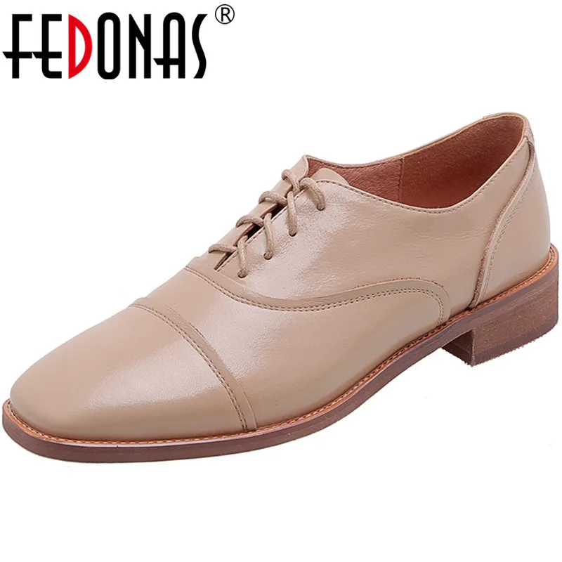 

FEDONAS Women Spring Summer Cross-Tied Pumps Genuine Leather Butterfly Knot Square Heels Pumps Pumps Working Concise Shoes Woman