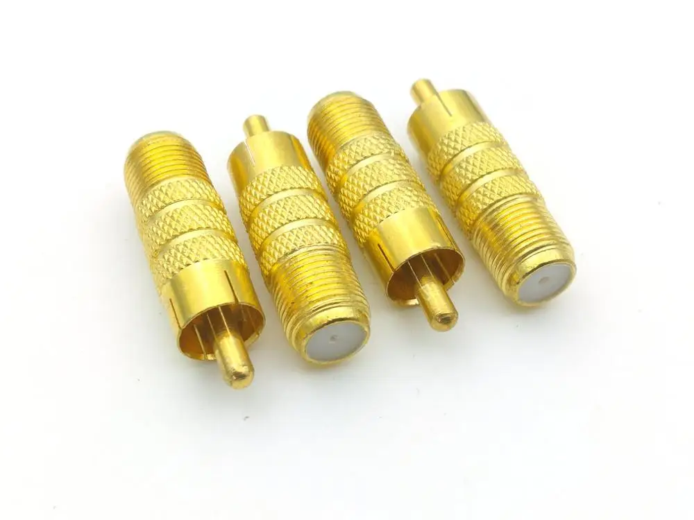 4 шт. с покрытием RCA штекер к F женскому коаксиальному разъему адаптер