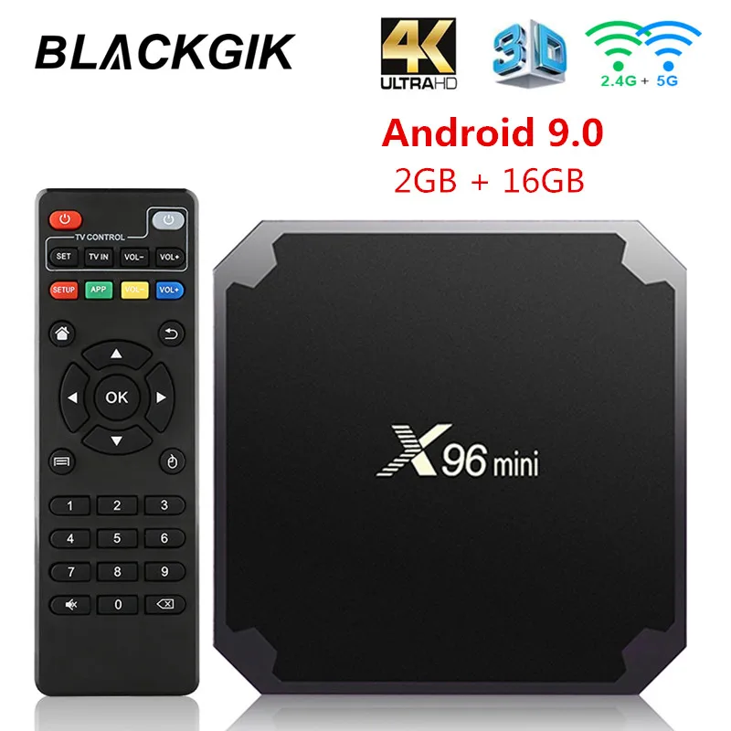 X96 мини 4kHD ТВ-приставка Android 9,0 Amlogic S905W четырехъядерный 2 Гб 16 Гб 2,4/5,0 ГГц двойной WiFi 4 к 3D смарт-медиаприставка