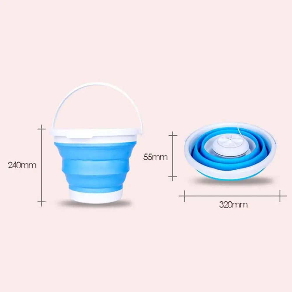 

Mini Ultrasonic Washing Machine Portable Usb Foldable Bucket Shape Turbine Washer For Travel Camping Laundry Dormitory