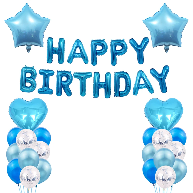 

Blue Digital Aluminum Foil Latex Balloons Birthday Party Confetti Set Decoration Kids First Birthday Happy Birthday Balloons Y3
