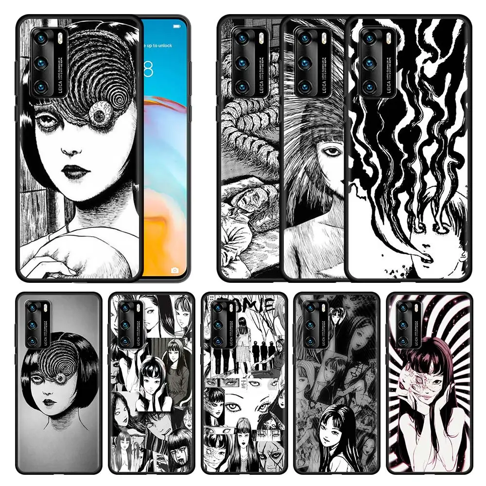 

Horror Comic Junji Ito Tomie Tees Phone Case For Huawei P30 P20 P40 P10 Lite P50 Pro P Smart Z 2019 2020 2021 Black Soft Cover