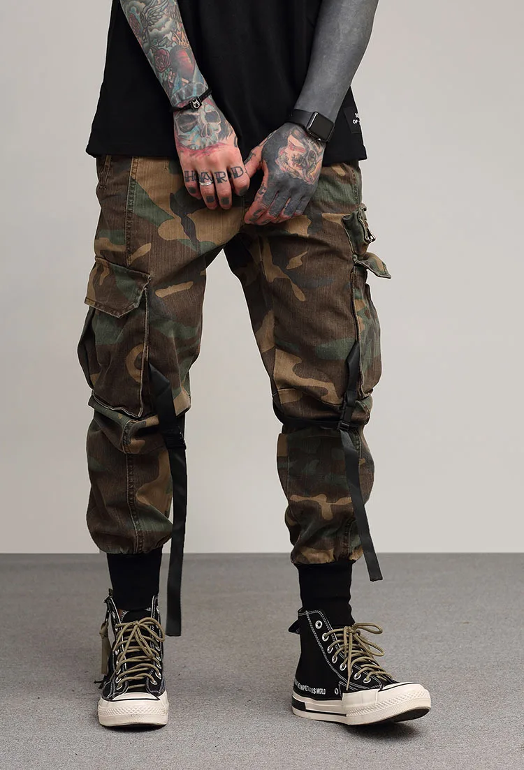 

Black Cargo Pants Men Harem Pants Beam pants Street Fashion Hip Hop Elastic Feet Joggers Harajuku Sweatpant Comfort trousers