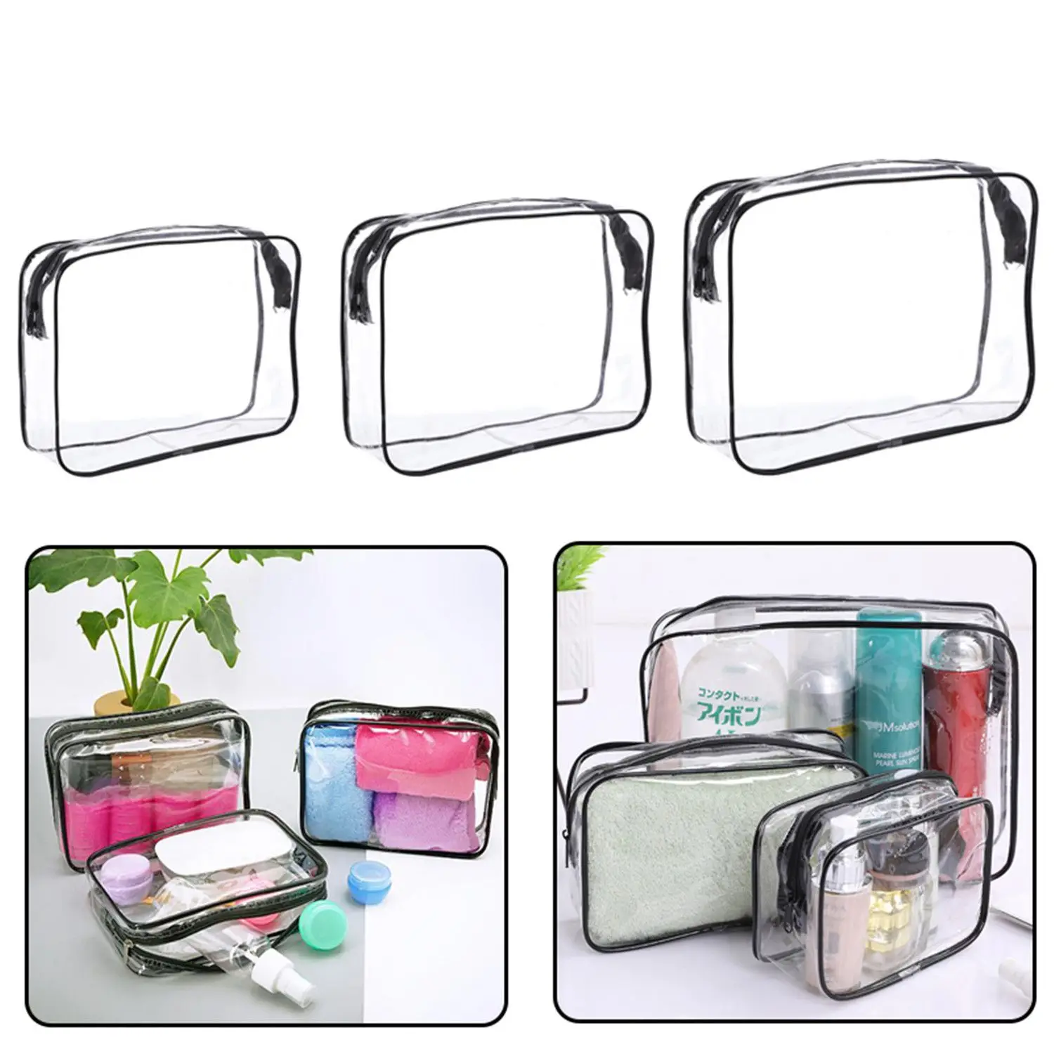 

Travel Waterproof Zipper PVC Cosmetic Bags Toiletry Bag Transparent Makeup Case